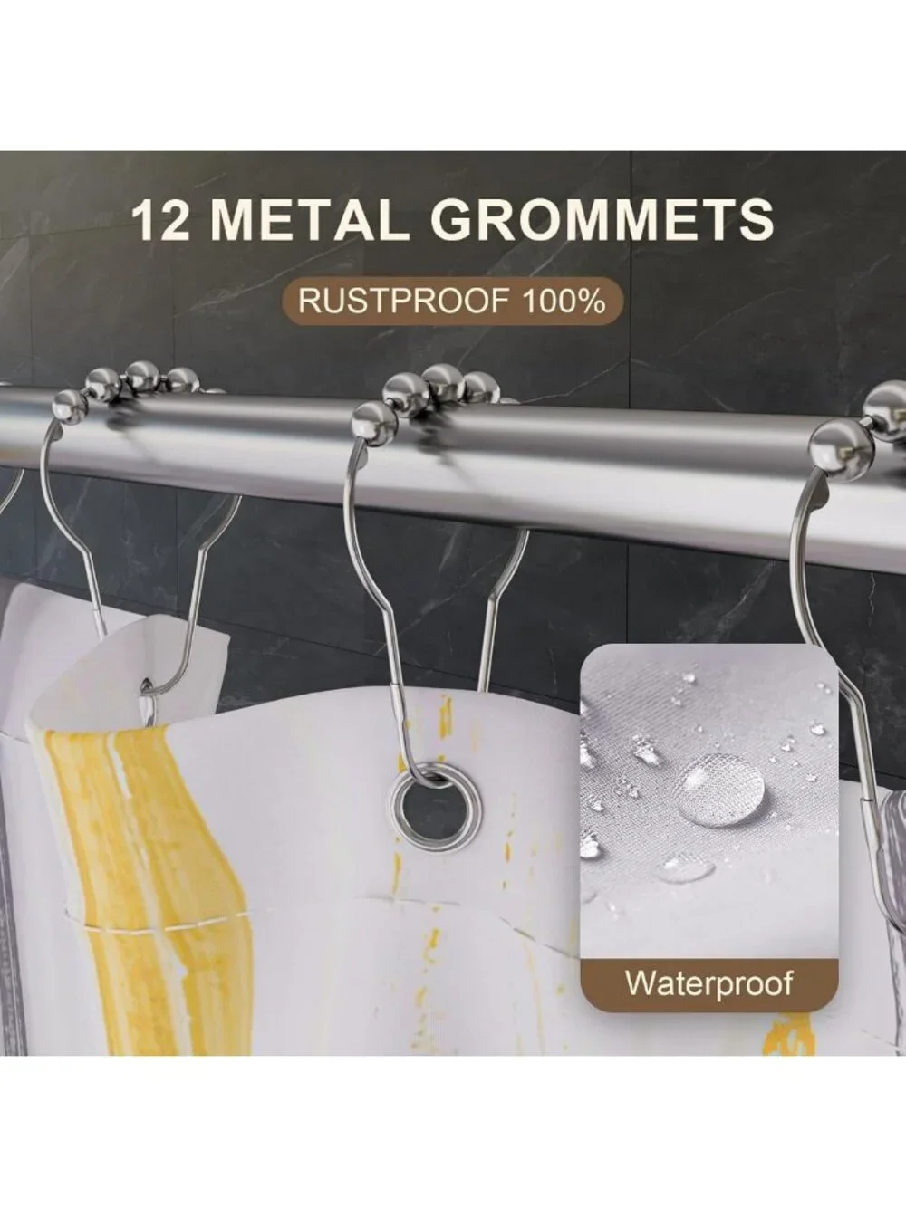 Stylish 24PCS Black Bathroom Accessories Set with Shower Curtain, Rugs & More